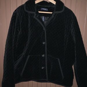 Women's Black Teddy Jacket button front